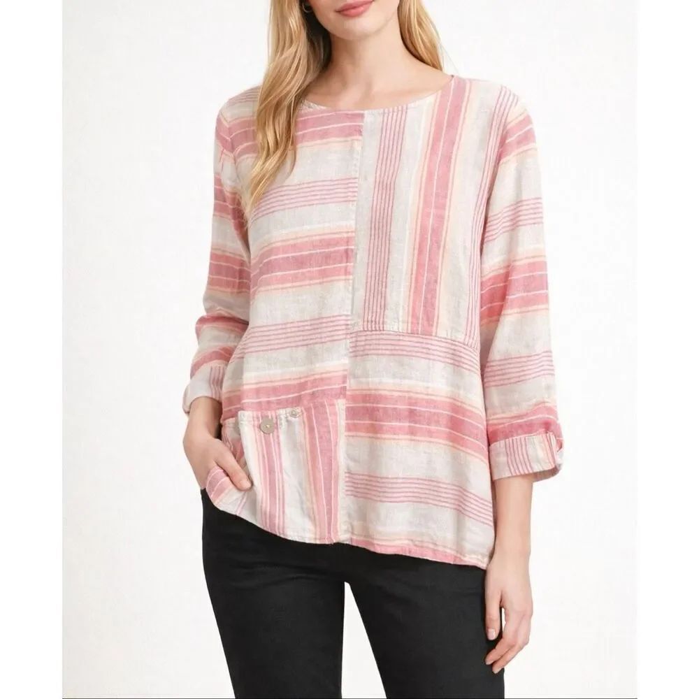 Habitat linen blend oversized top lagenlook size Large